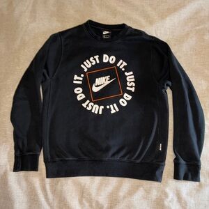 Nike Men’s Navy Crewneck Sweatshirt with White & Orange Graphic